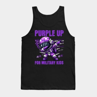 Purple Up Military Kids Military Child Month Astronaut Funny Tank Top